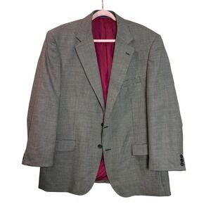 Alan‎ Flusser Mens Houndstooth Worsted Wool Blazer Sport Coat Jacket Preppy 46R